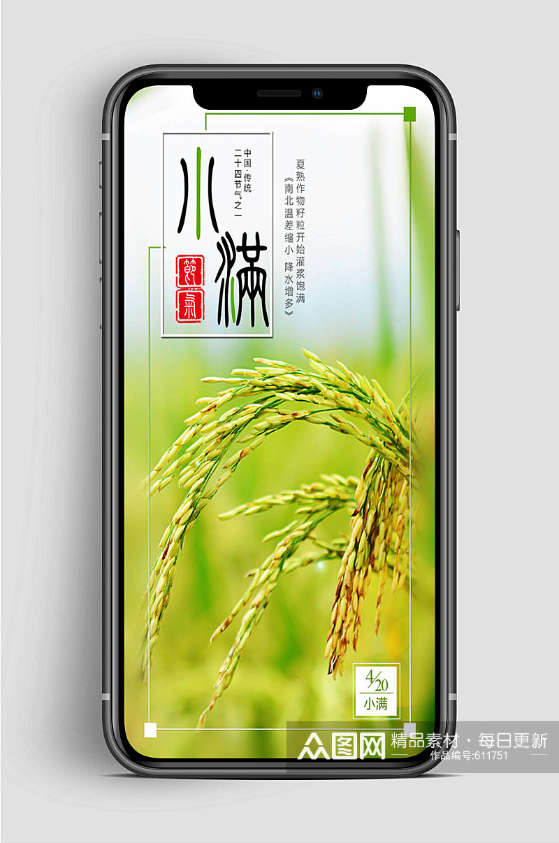 中国传统小满节气手机海报素材