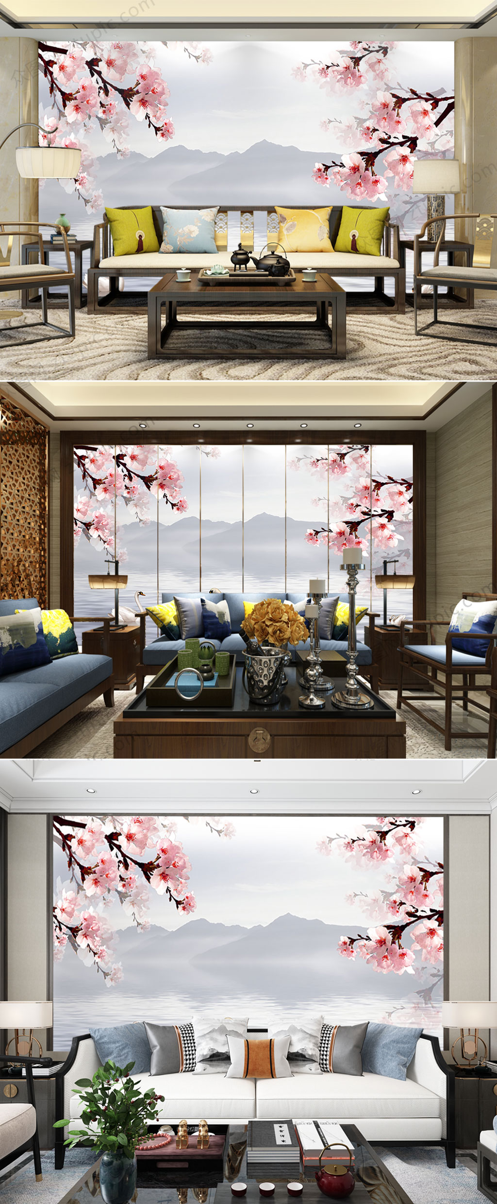 高端唯美花卉背景墙素材