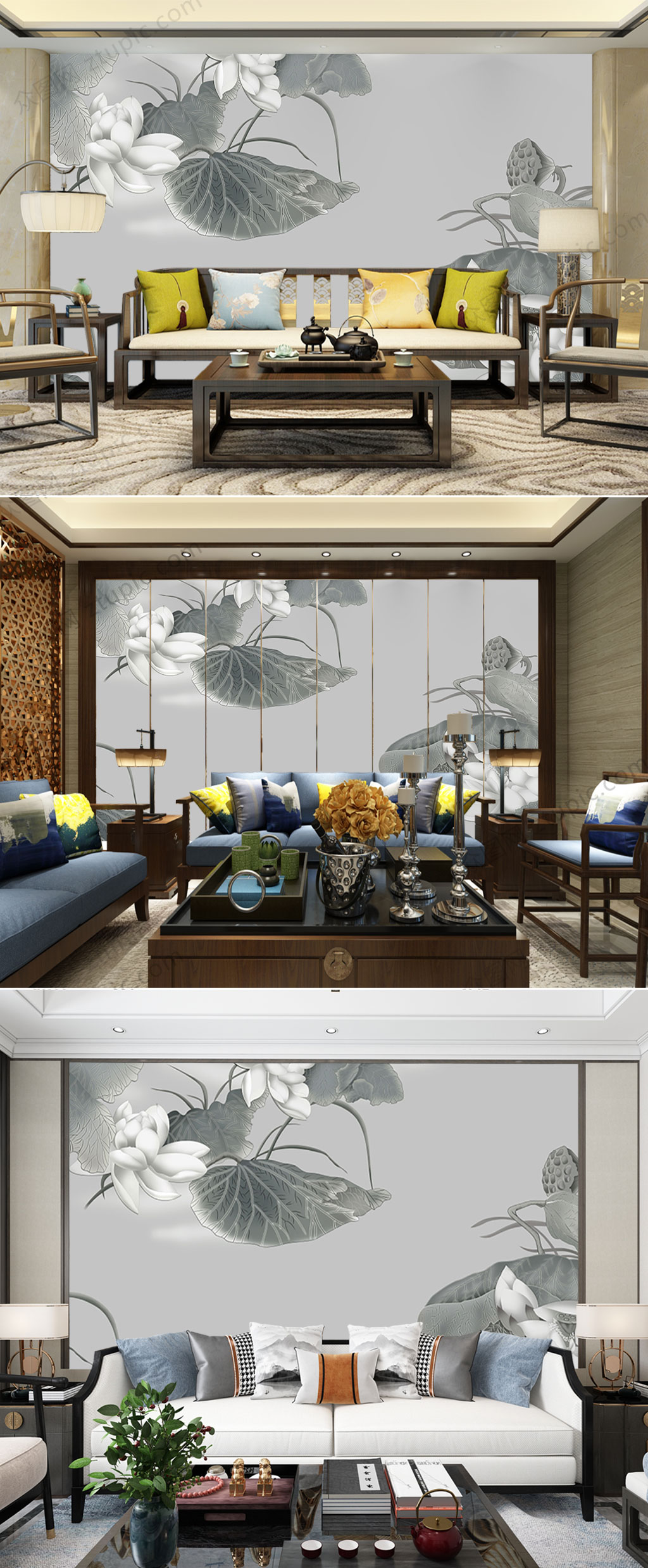 唯美意境室内背景墙素材