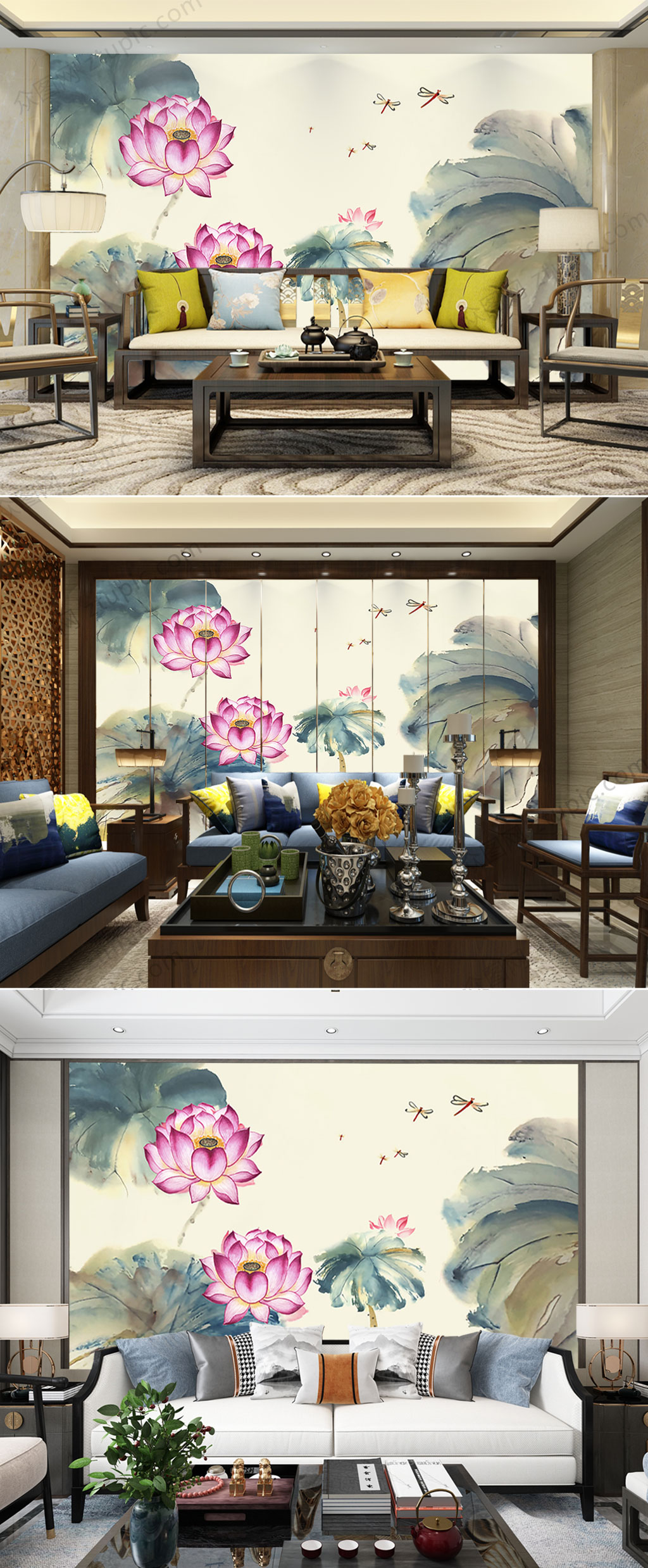 中国风水墨荷花背景墙素材