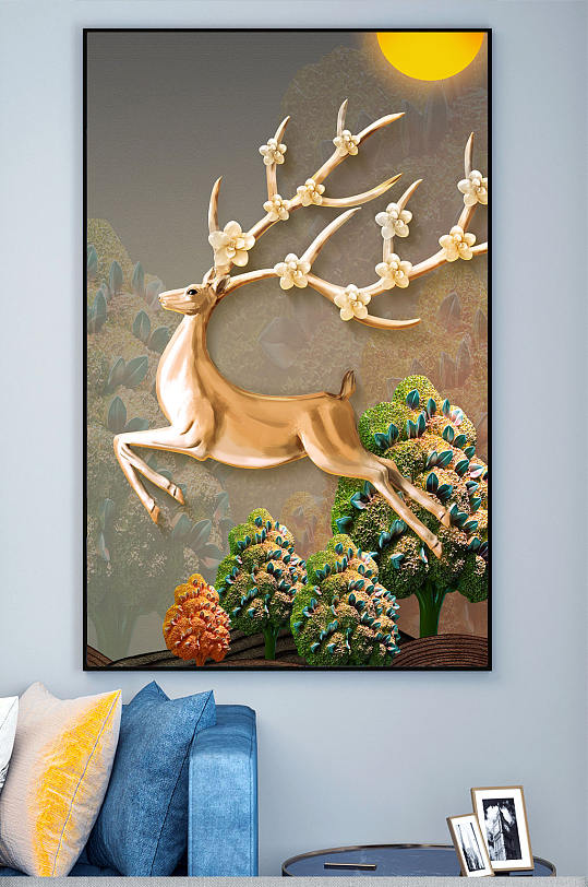 高端麋鹿玄关装饰画图片-高端麋鹿玄关装饰画设计素材-高端麋鹿玄关