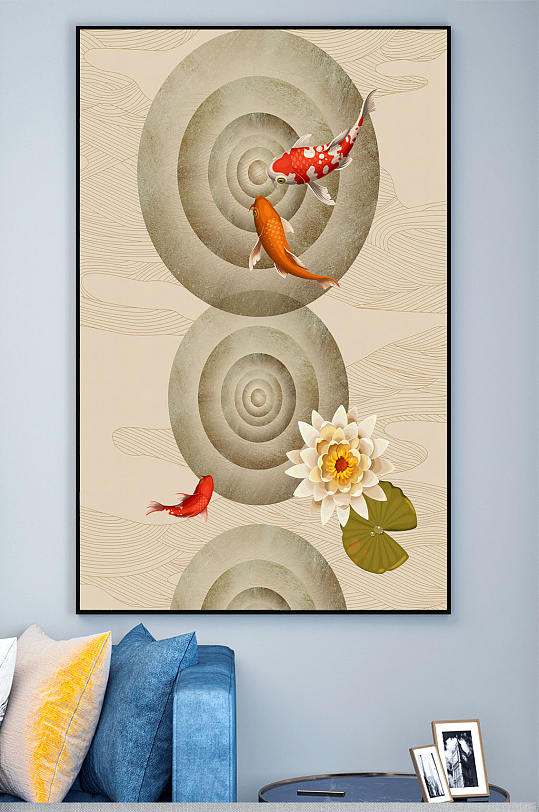 高清鲤鱼玄关装饰画