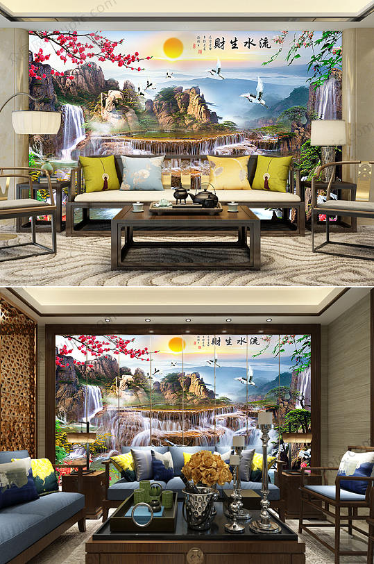 高清旭日东升风景背景墙-众图网