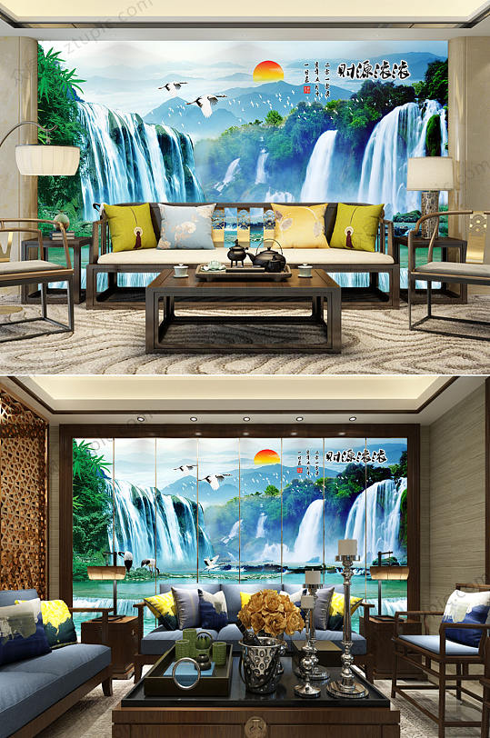 高清财源滚滚风景背景墙-众图网