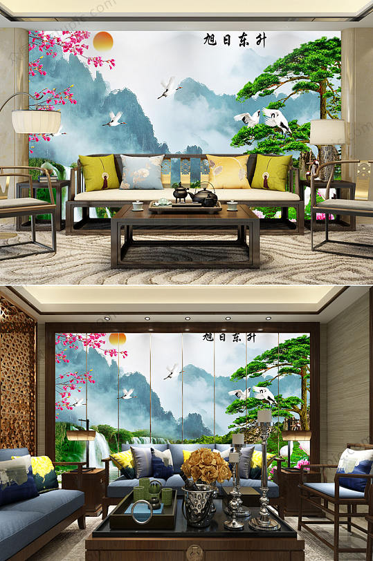 高清旭日东升风景背景墙-众图网