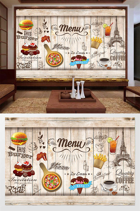 欧式美食文化背景墙-众图网