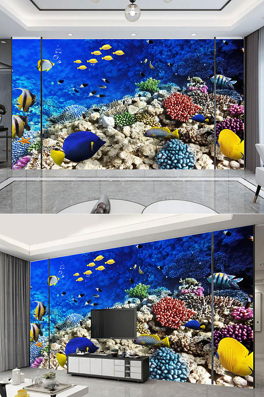 高清海底大自然背景墙-众图网