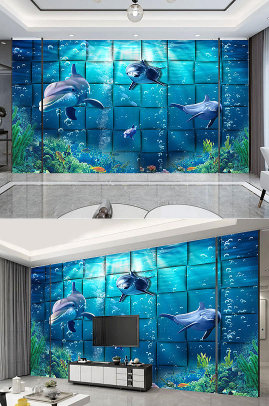 高端海底世界背景墙-众图网