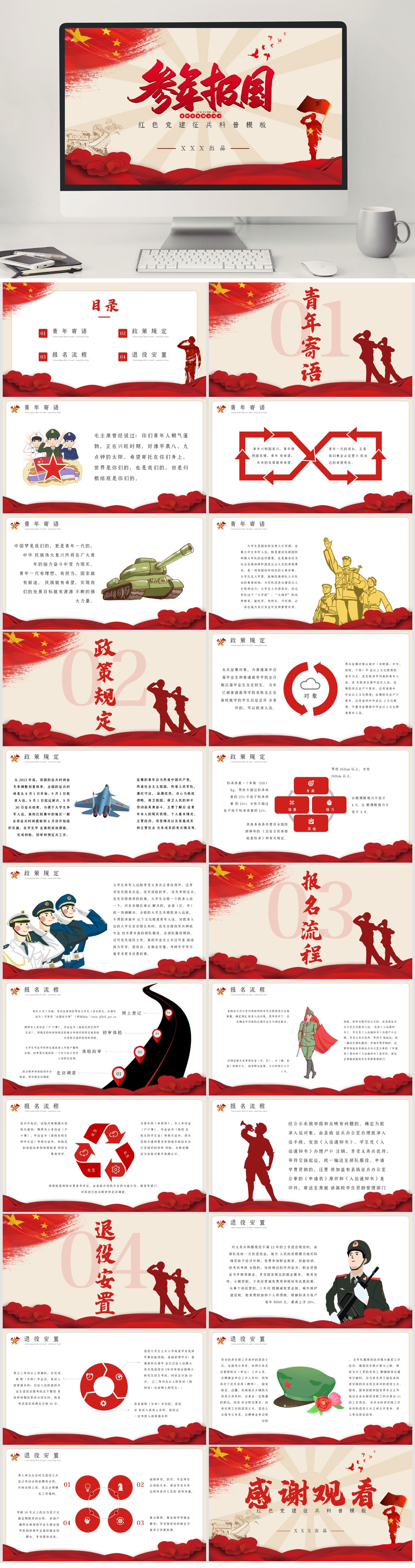 参军报国党政PPT素材