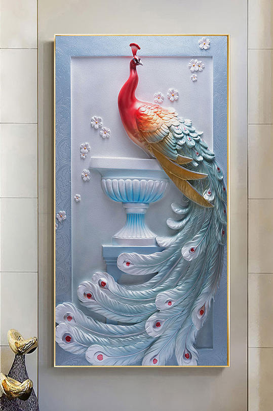 孔雀素雅玄关装饰画