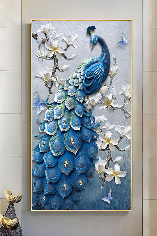 唯美孔雀玄关装饰画-众图网