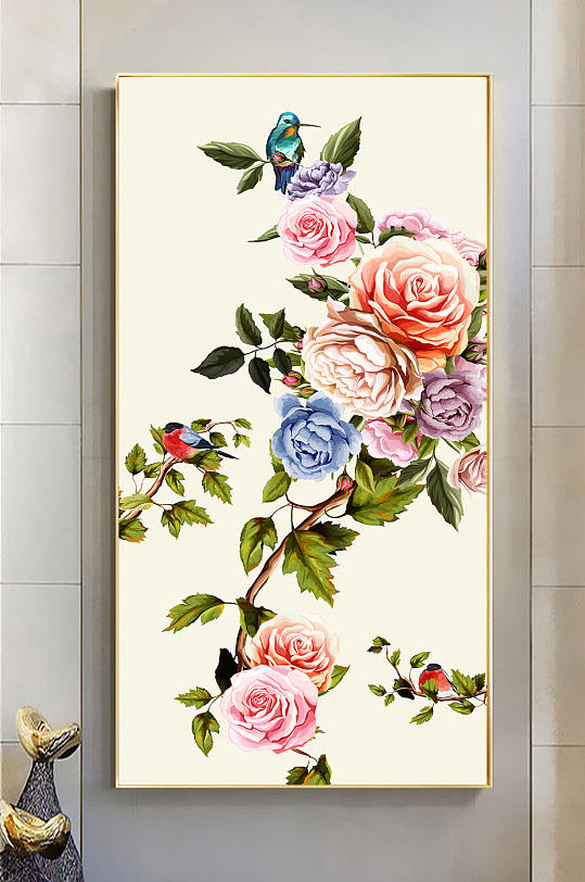 水墨花卉玄关装饰画