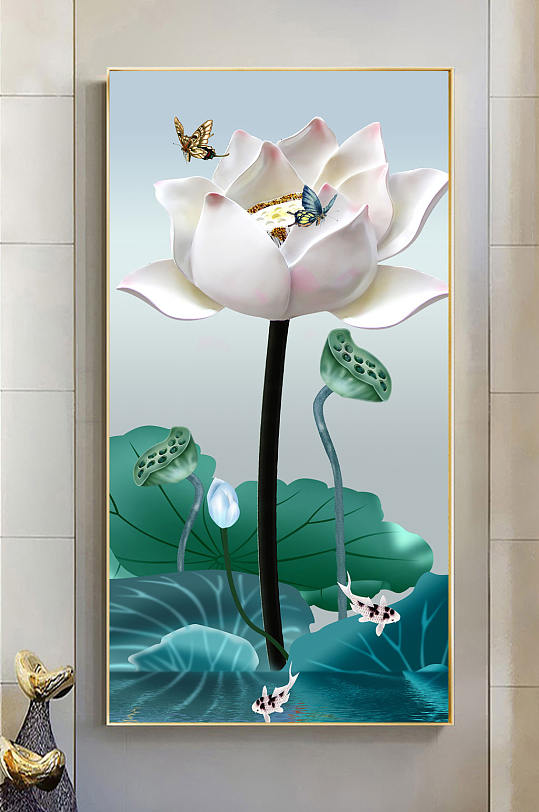 意境荷花玄关装饰画