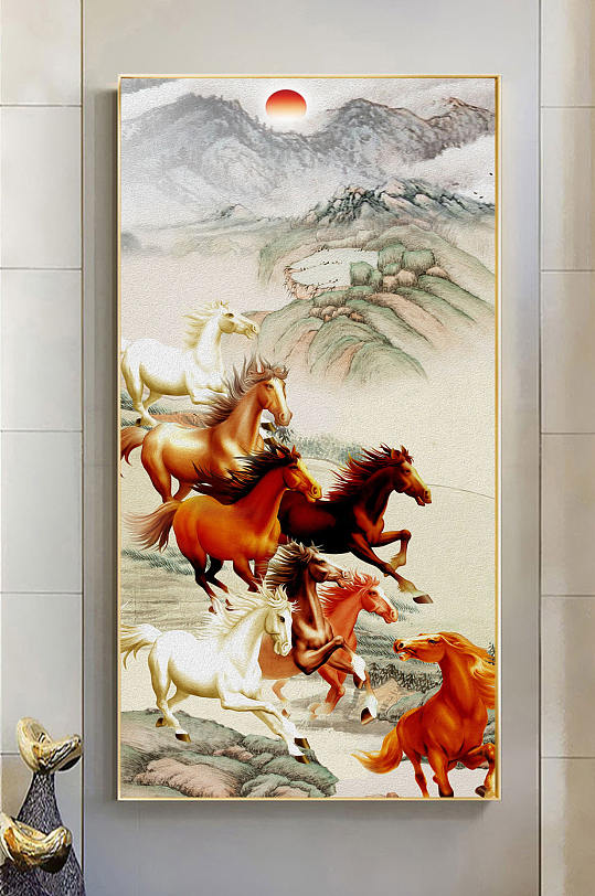 水墨山峰玄关装饰画-众图网