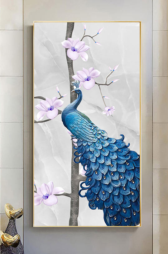 孔雀现代玄关装饰画