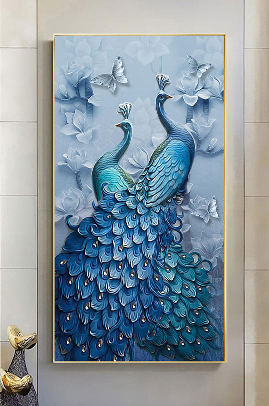 淡雅孔雀玄关装饰画