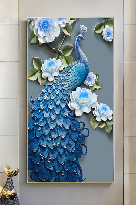 高端孔雀玄关装饰画