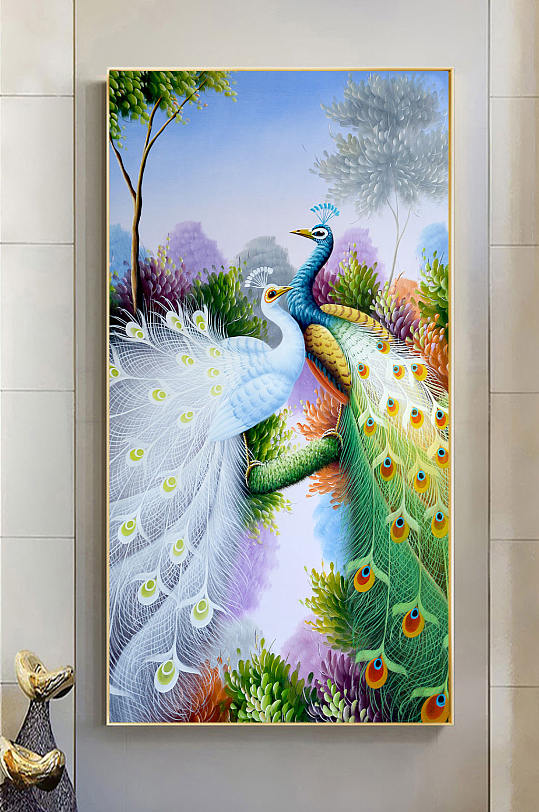 高清唯美孔雀玄关装饰画-众图网