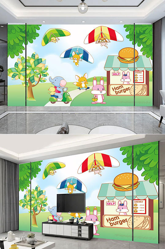 创意风格儿童背景墙-众图网