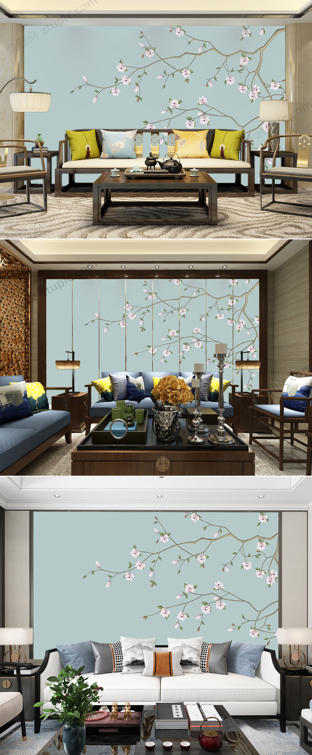 中式山水工笔花鸟素材