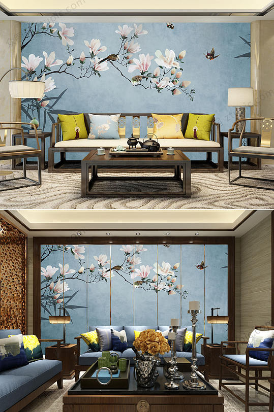 工笔画背景墙油画背景墙花-众图网