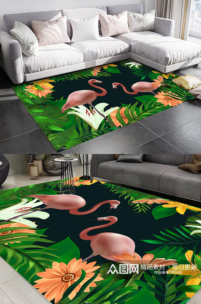 植物热带植物装饰地毯素材