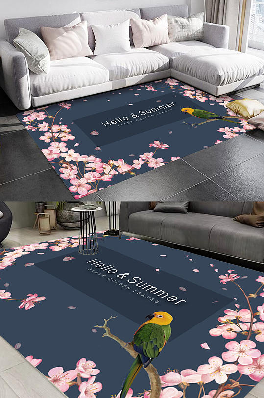 艺术清新植物地毯图案-众图网