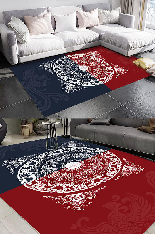 中式花纹地毯面料背景-众图网