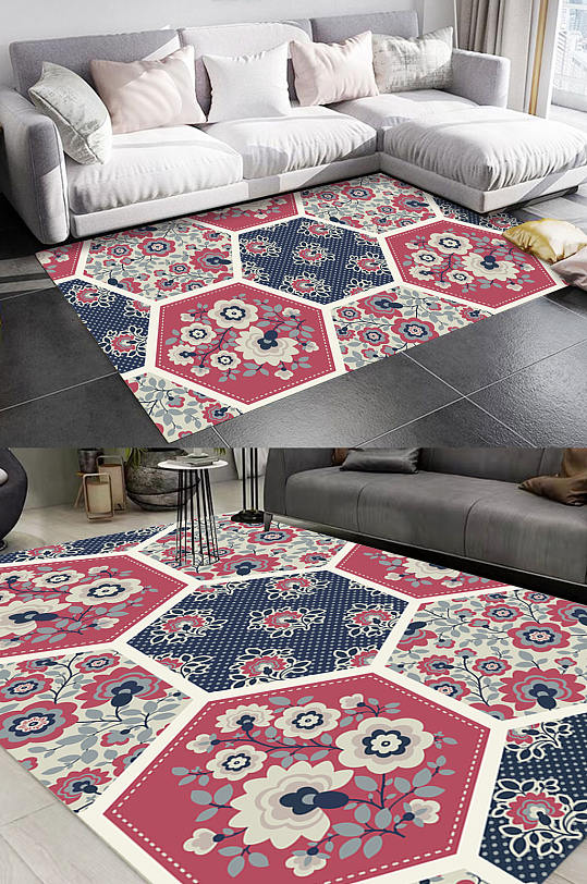 中式花纹地垫坐垫地毯图-众图网
