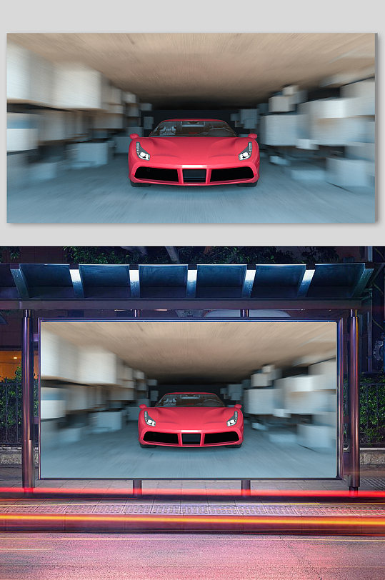 c4d3D车模型炫酷场景立体-众图网