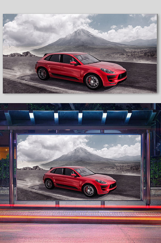 c4d立体电商车场景3D模型炫酷-众图网