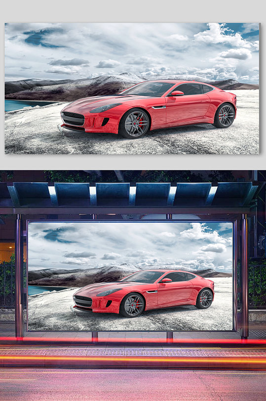 c4d3D车模型炫酷场景立体-众图网