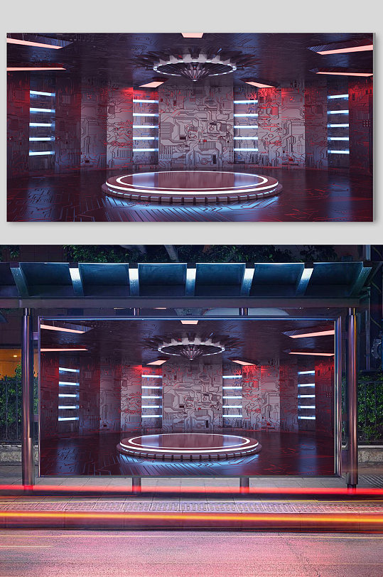 c4d立体电商场景3D模型炫酷-众图网