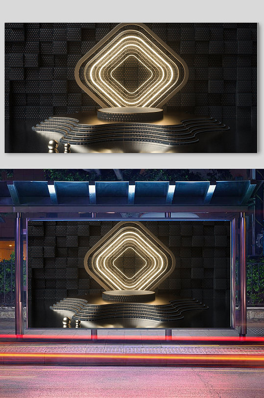 立体黑金大气台场景背景电商展-众图网