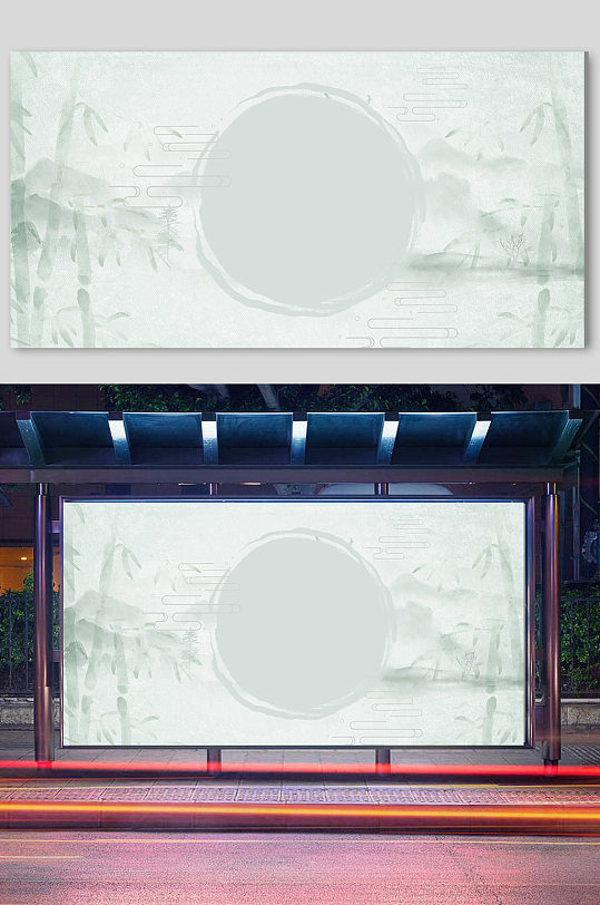 中国风水墨中式花鸟梅花山水背景