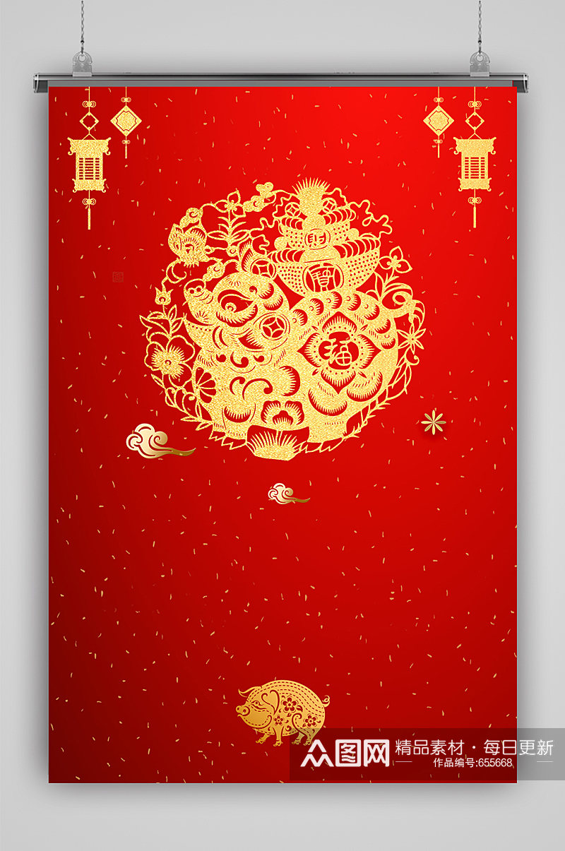 元宵春节背景喜庆新年红色元旦素材