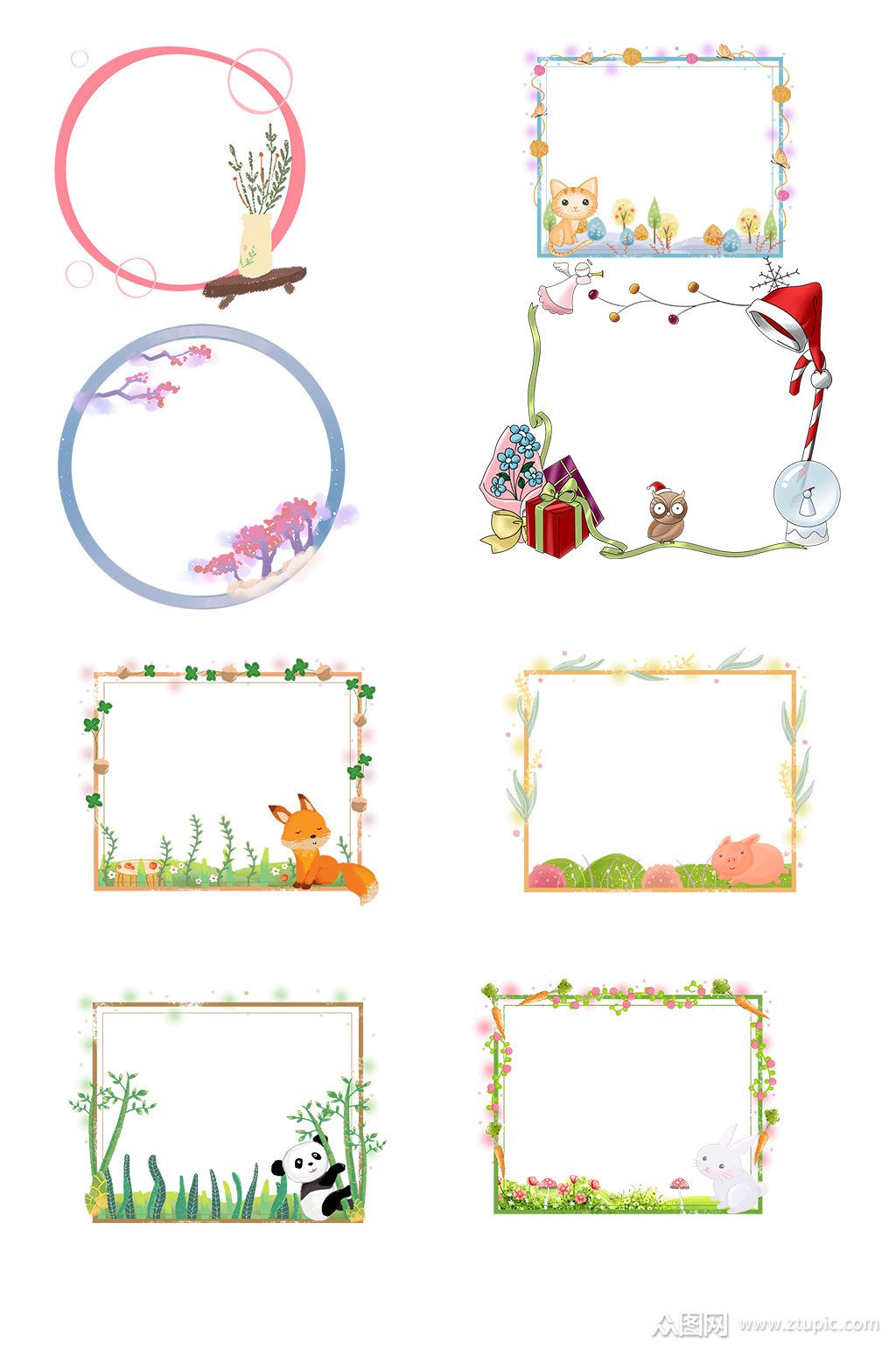 动物植物花边手抄报边框元素