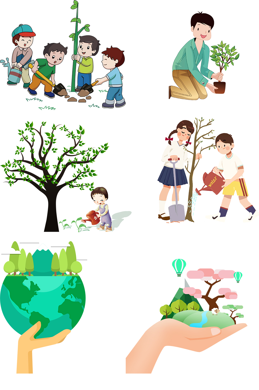 环保植树卡通 人物 植树节设计元素