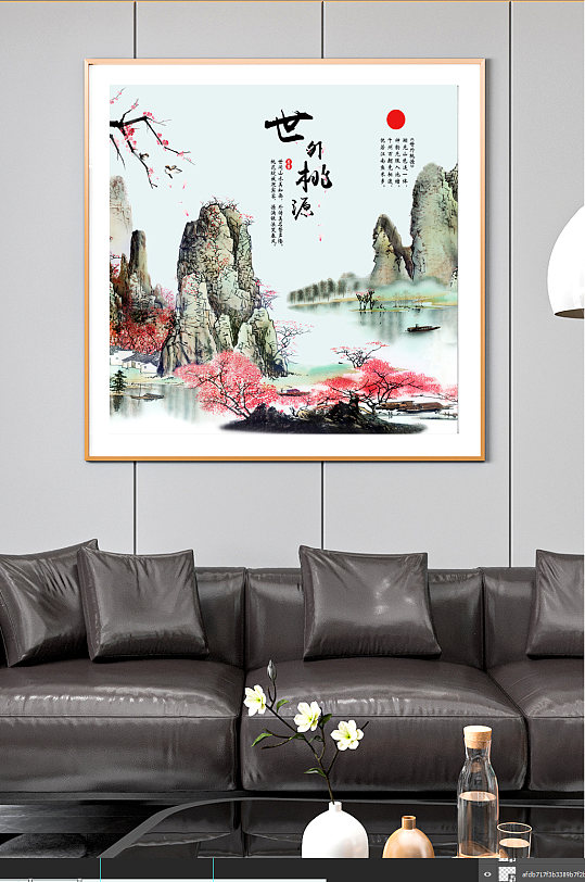 世外桃园中国风水墨装饰画-众图网