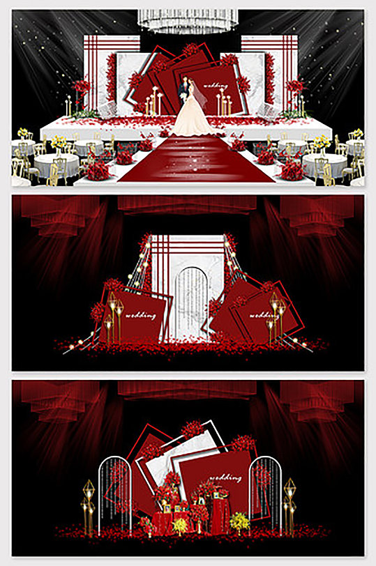 雅复古宫墙样式婚礼效果图-众图网