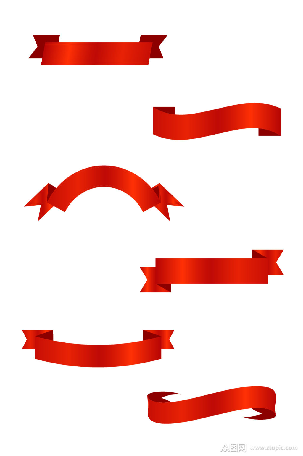 红色飘带元素