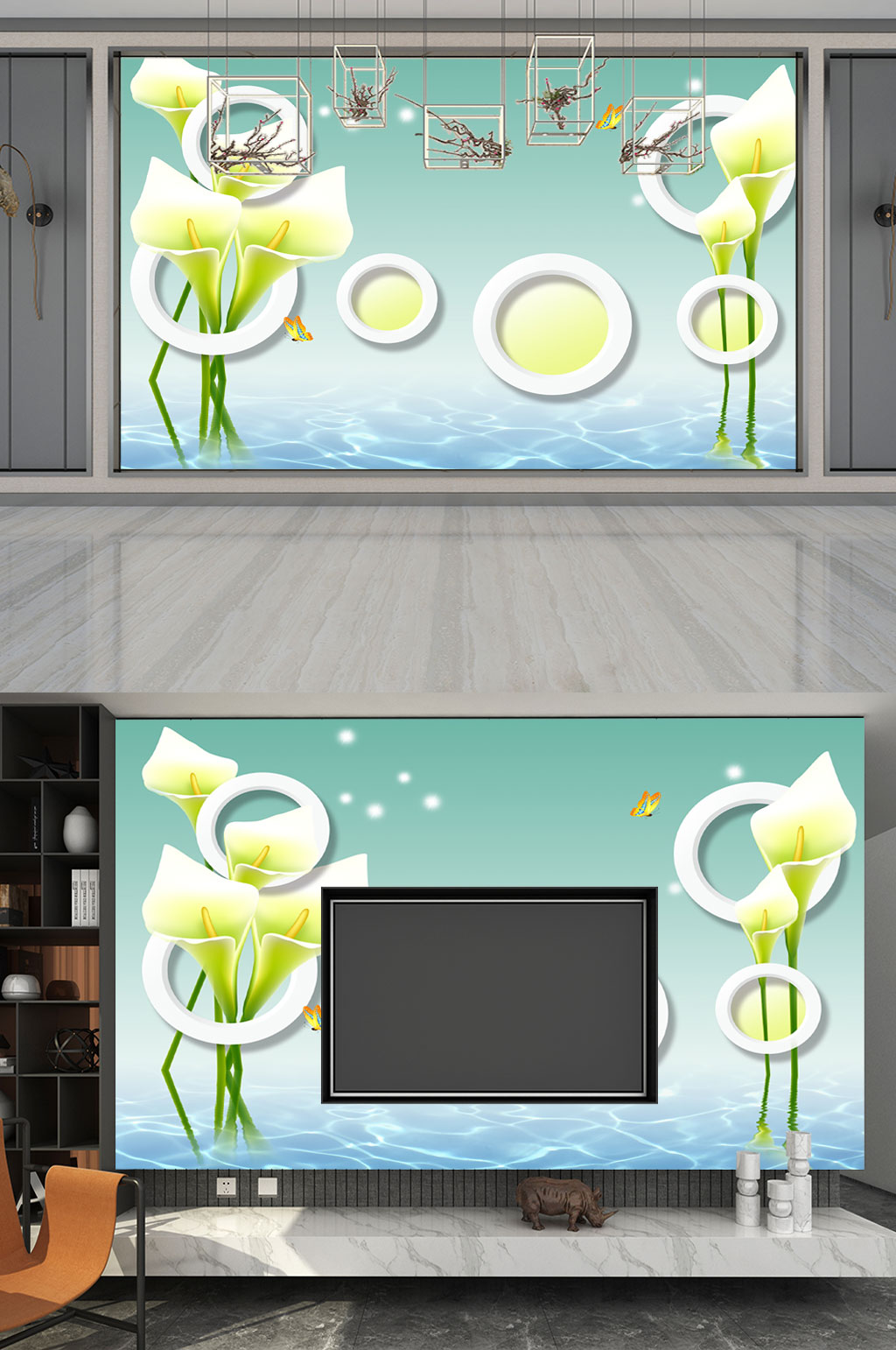 客厅背景墙花鸟素材