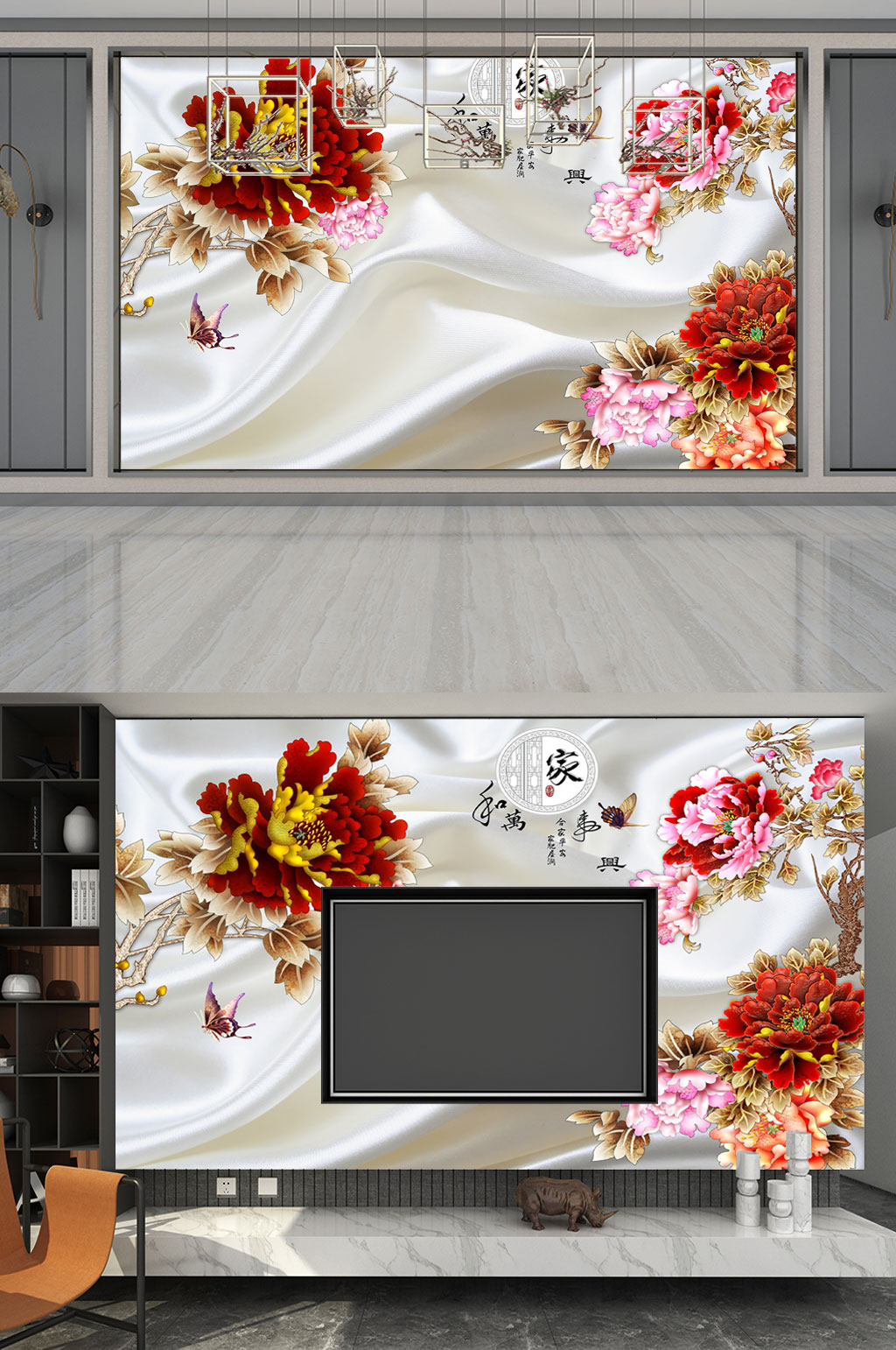 欧式  3D电视 背景墙素材