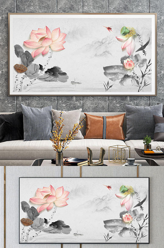 国画装饰 荷花-众图网