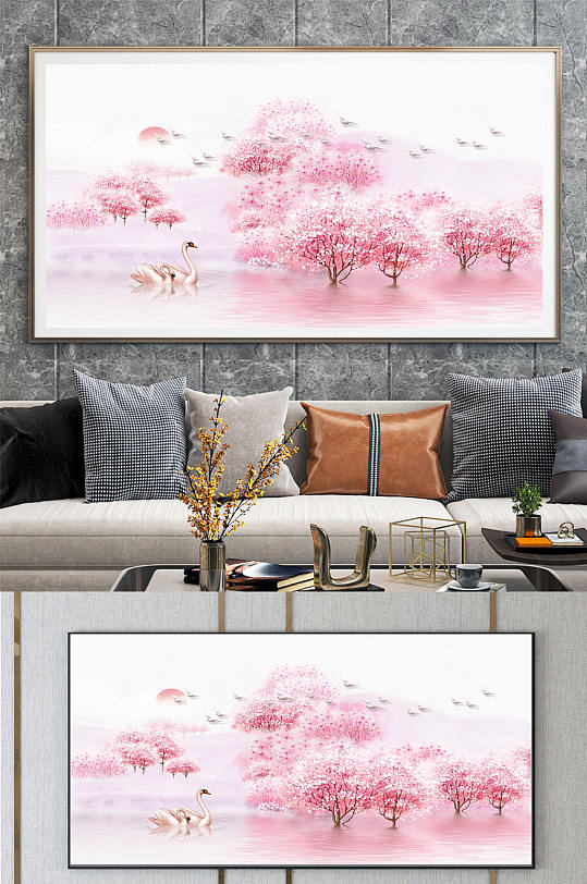 新中式画 桃花源记-众图网