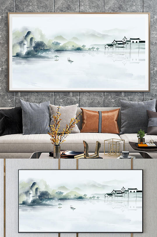 现代抽象山水装饰画 国画-众图网