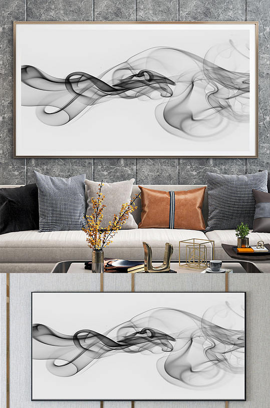 抽象线条水墨山水-众图网