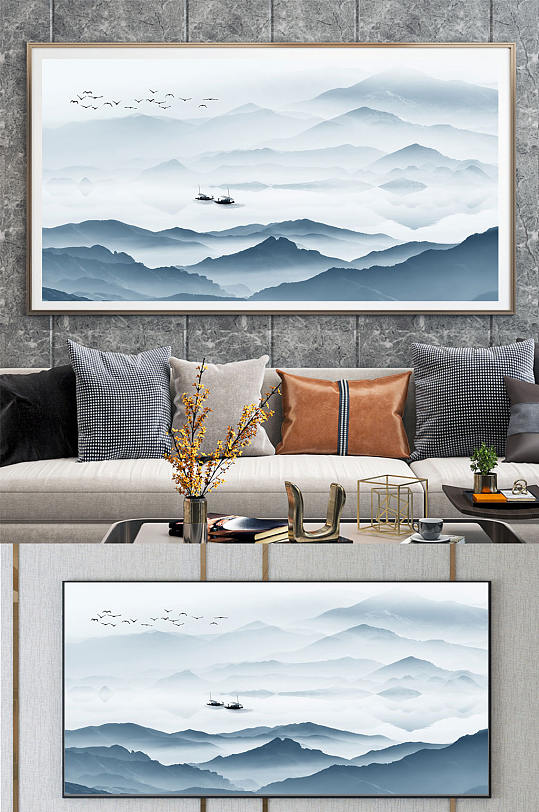 山峰山脉意境装饰画-众图网