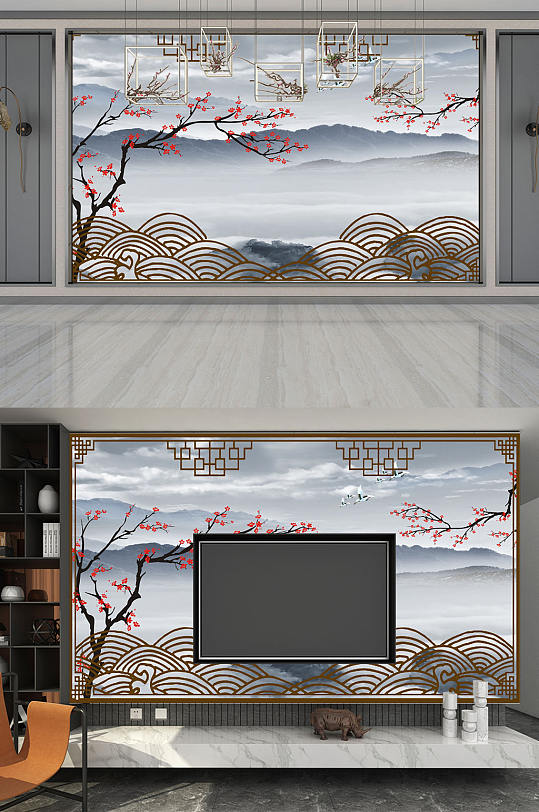 藝術畫工筆 簡約背景墻