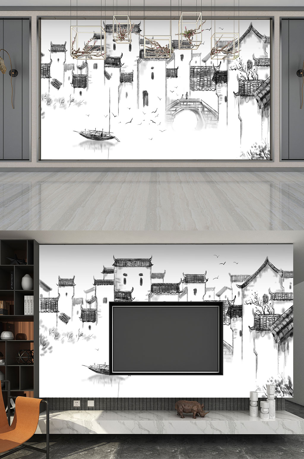 江南 美景 中式背景墙素材